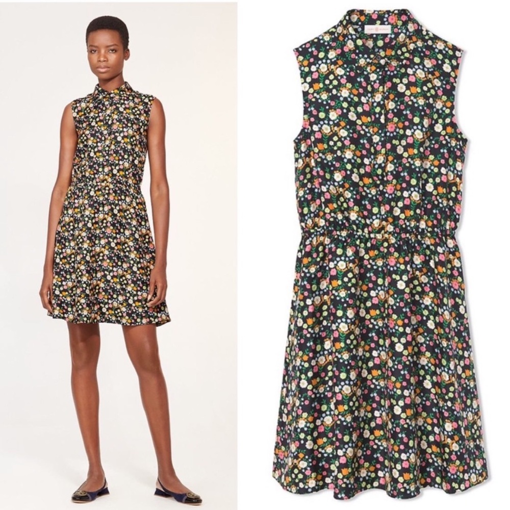 Tory Burch 100% silk collared floral dress